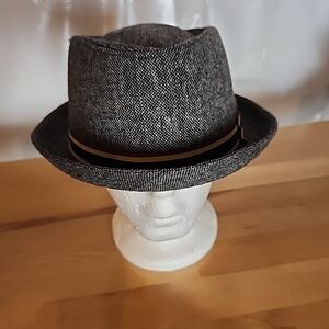 &Y Fedora Hat Men's O/S Black Wool Blend Trilby Classic Preppy Grandpa